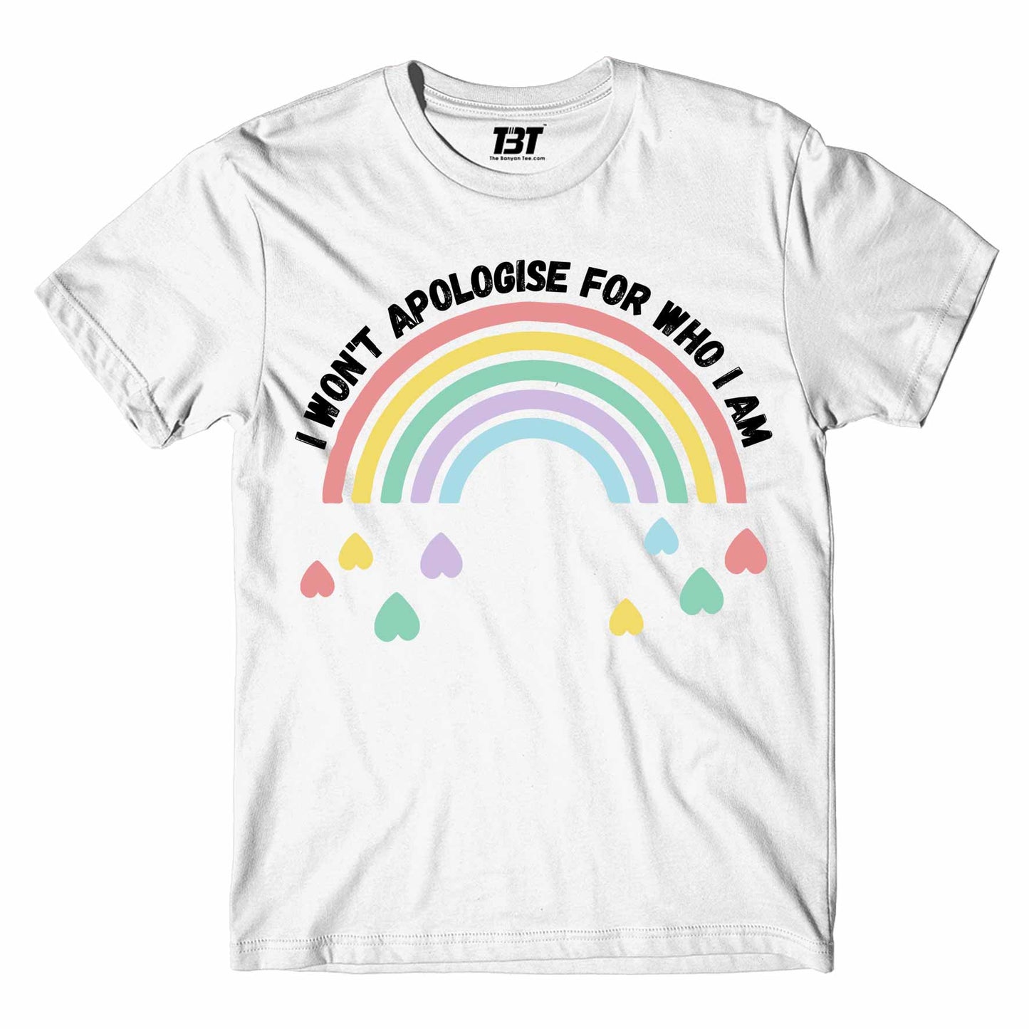 pride i won't apologise for who i am t-shirt printed graphic stylish buy online united states u s the banyan tee tbt men women girls boys unisex white - lgbtqia+