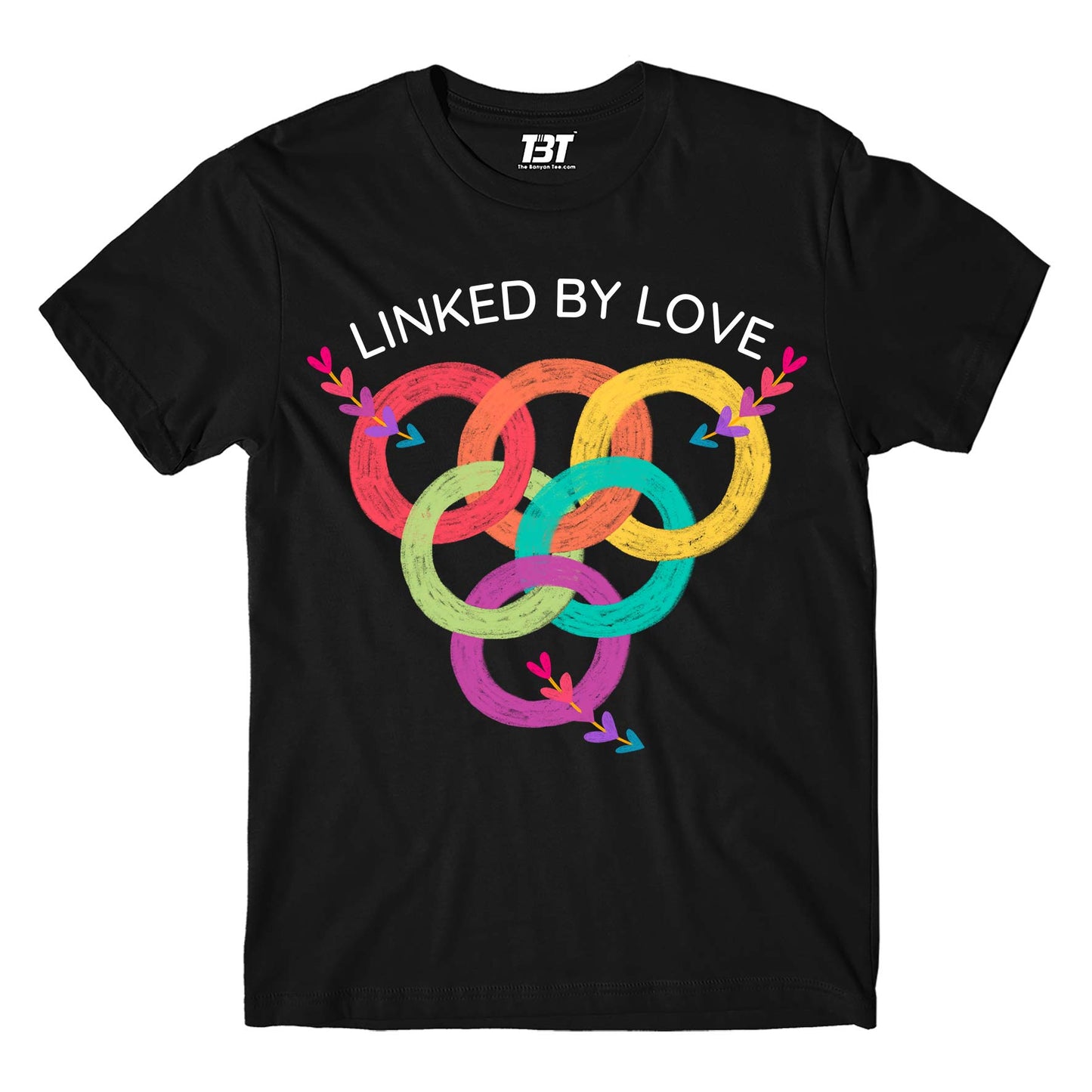 pride linked by love t-shirt printed graphic stylish buy online united states u s the banyan tee tbt men women girls boys unisex black - lgbtqia+