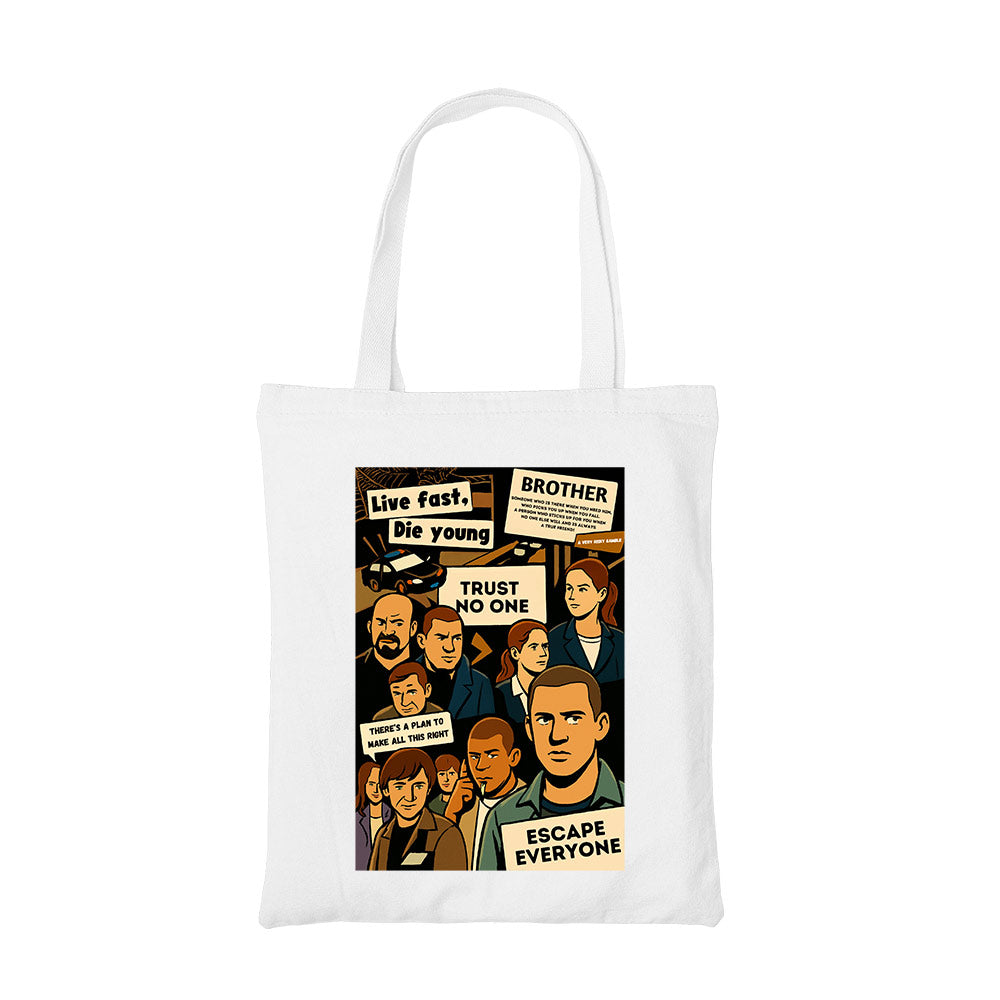 prison break escape everyone tote bag cotton printed tv & movies buy online united states usa the banyan tee tbt men women girls boys unisex