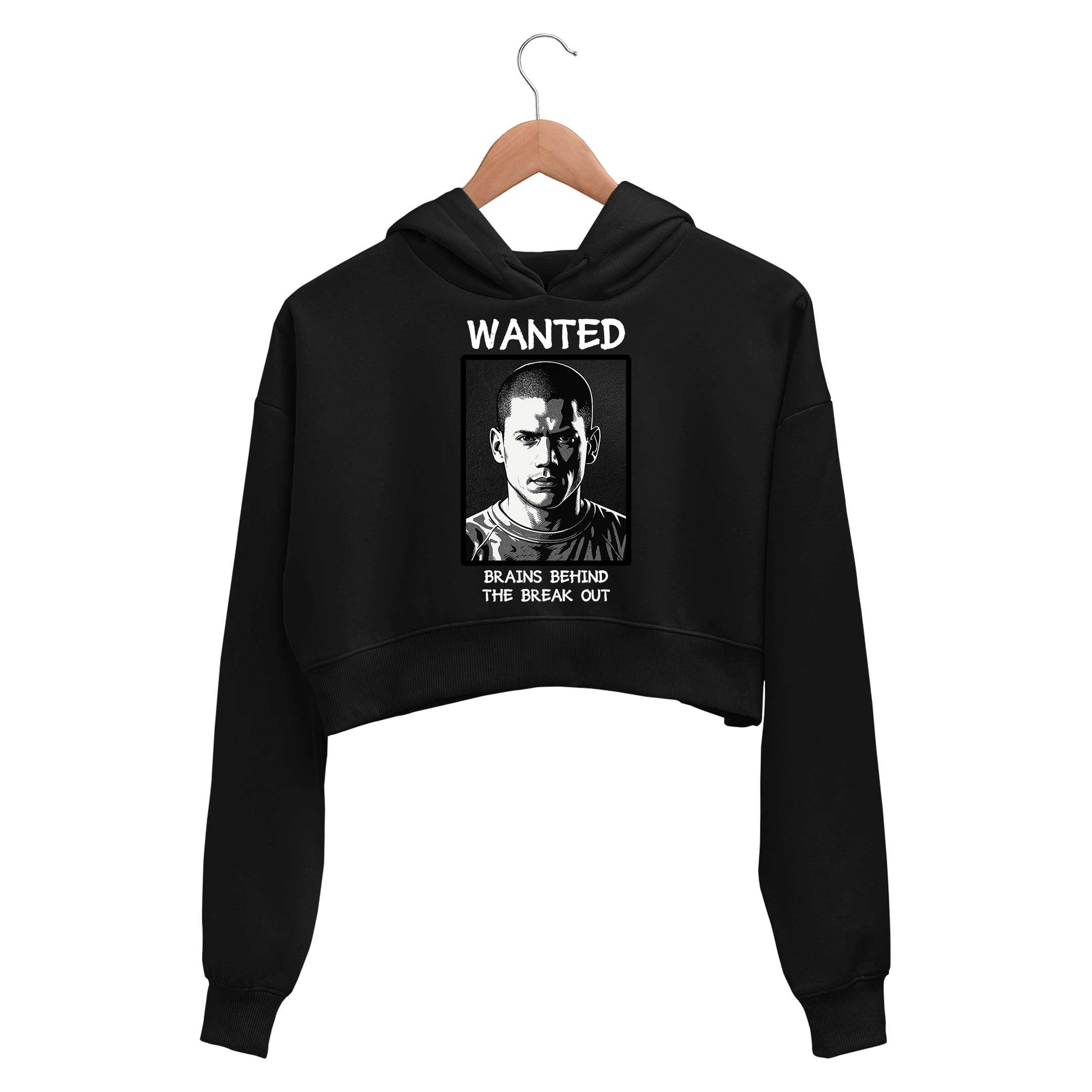 prison break brains behind the breakout crop hoodie hooded sweatshirt upper winterwear tv & movies buy online india the banyan tee tbt men women girls boys unisex black