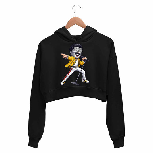 queen mic mercury crop hoodie hooded sweatshirt upper winterwear music band buy online united states usa the banyan tee tbt men women girls boys unisex black 