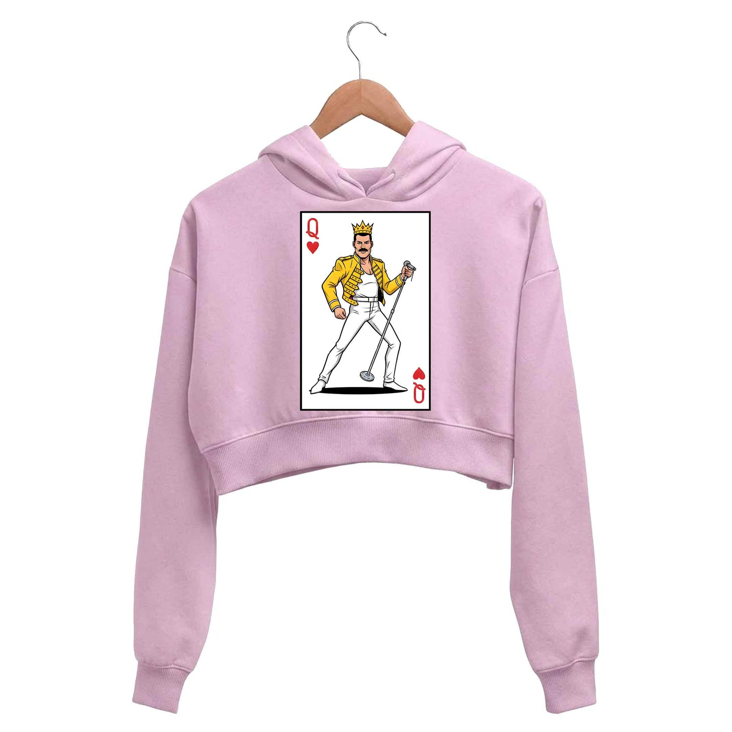 queen the queen of hearts crop hoodie hooded sweatshirt upper winterwear music band buy online united states usa the banyan tee tbt men women girls boys unisex baby pink 