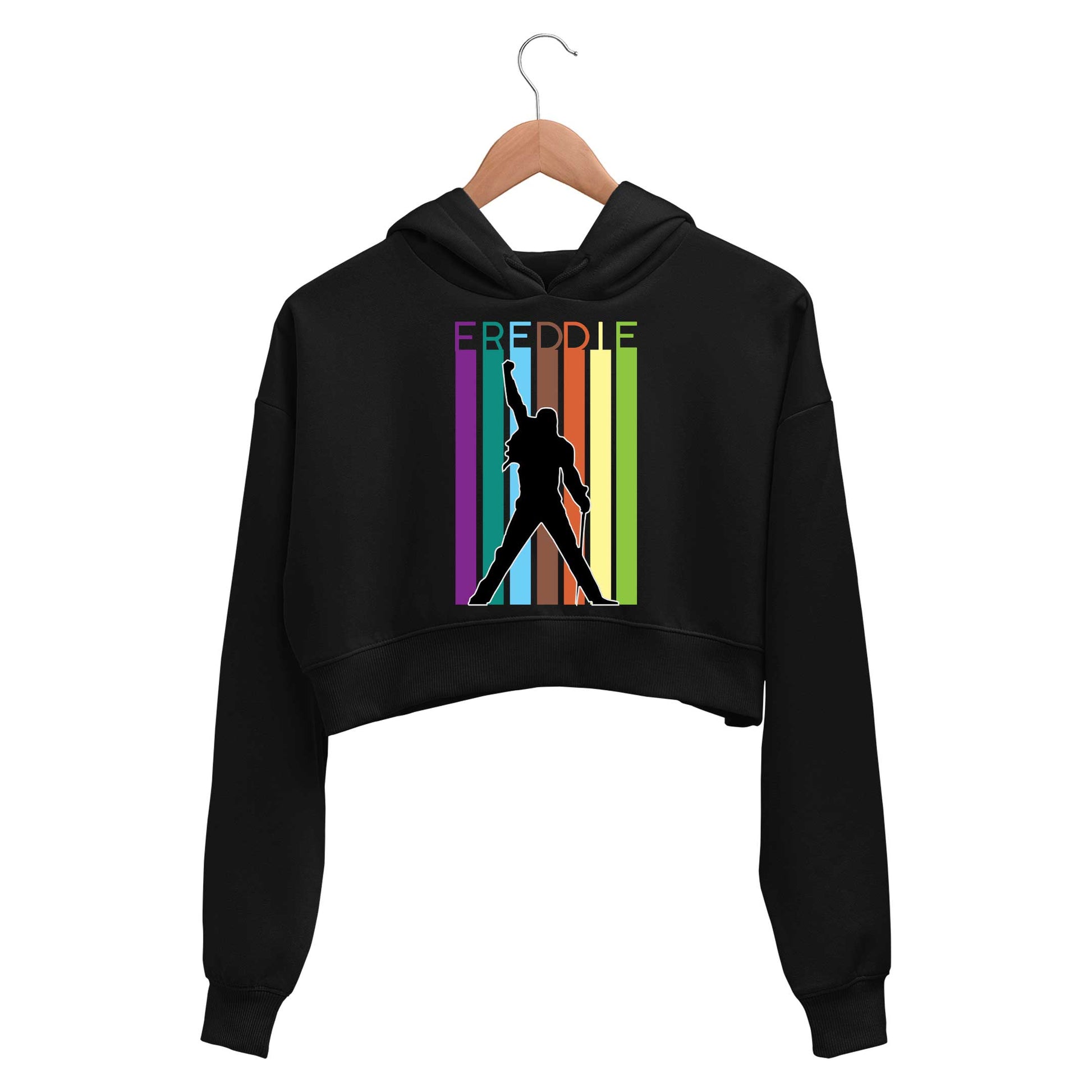 queen freddie crop hoodie hooded sweatshirt upper winterwear music band buy online india the banyan tee tbt men women girls boys unisex black