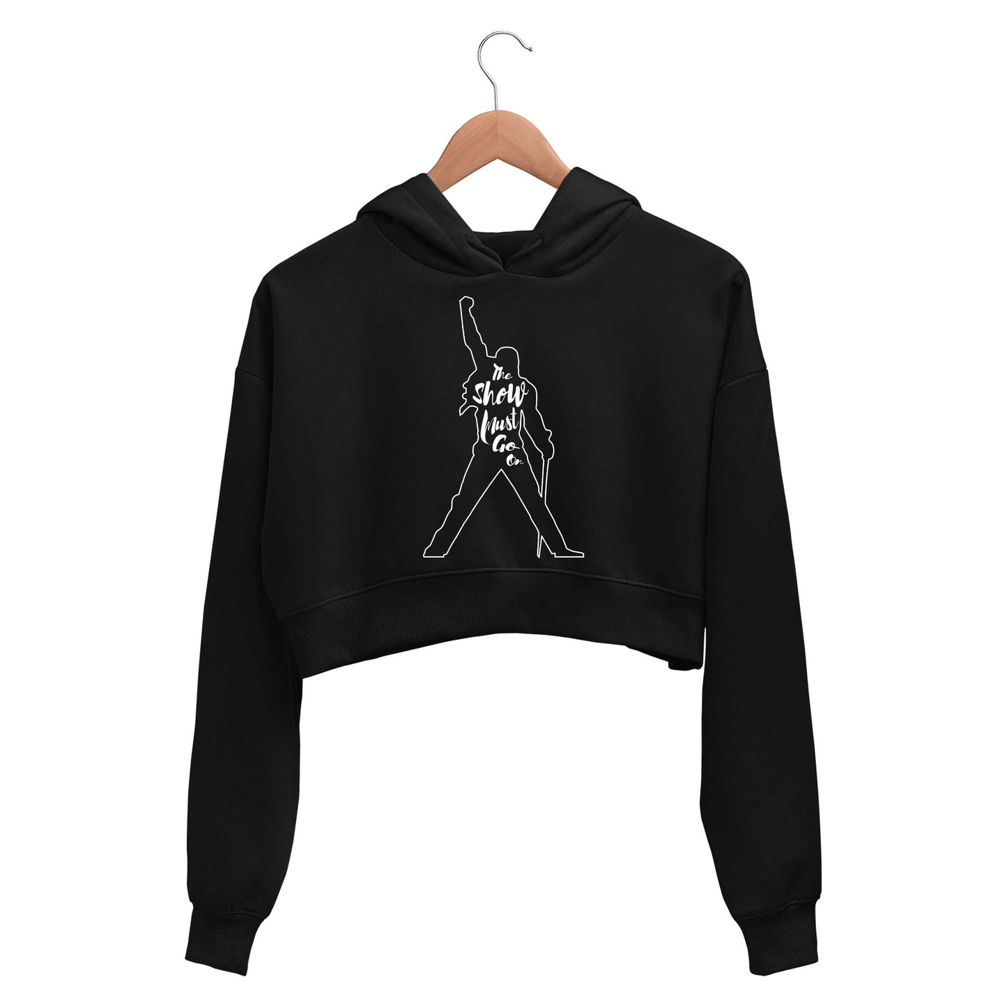 queen the show must go on crop hoodie hooded sweatshirt upper winterwear music band buy online india the banyan tee tbt men women girls boys unisex black
