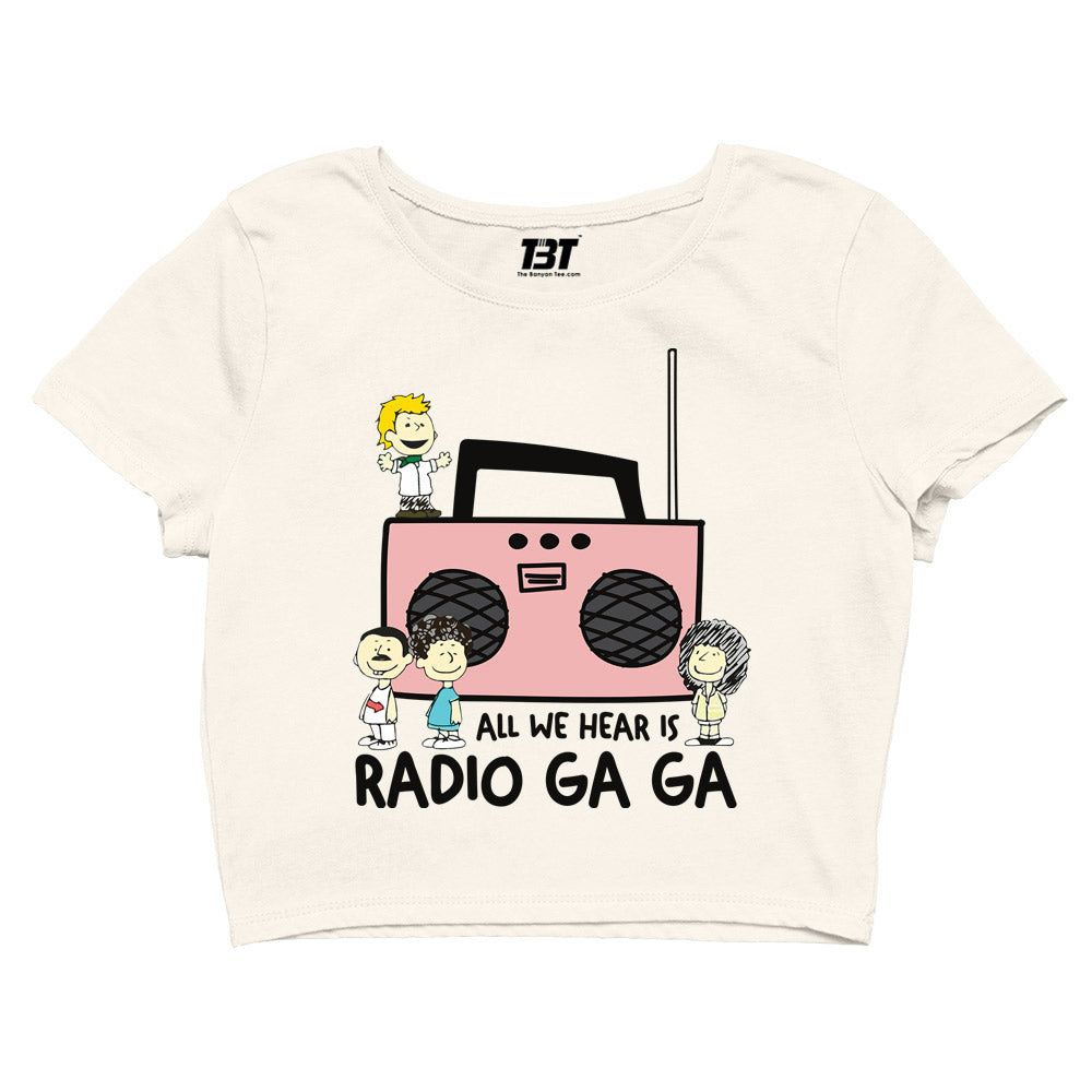 queen radio ga ga crop top music band buy online united states of america usa the banyan tee tbt men women girls boys unisex beige