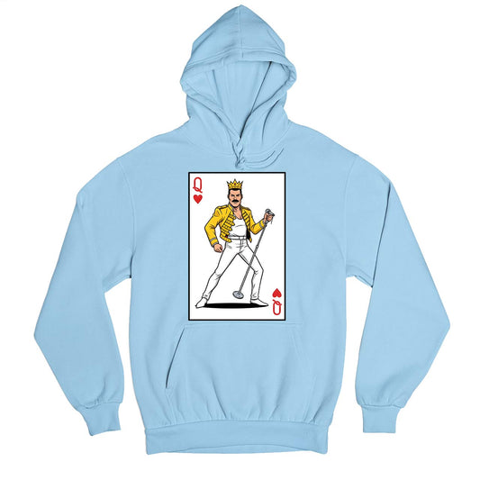 queen the queen of hearts hoodie hooded sweatshirt winterwear music band buy online united states usa the banyan tee tbt men women girls boys unisex baby blue 