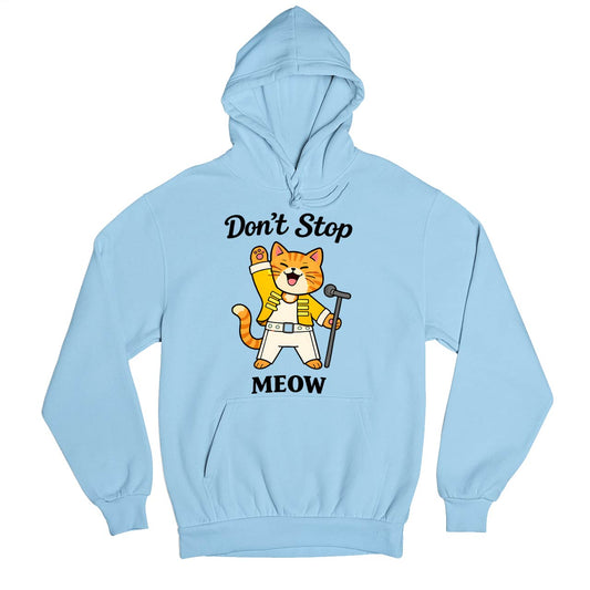queen don't stop meow hoodie hooded sweatshirt winterwear music band buy online united states usa the banyan tee tbt men women girls boys unisex baby blue 