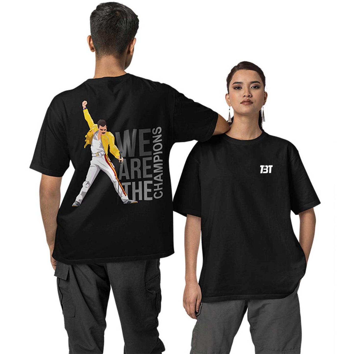 queen oversized t shirt - we are the champions music t-shirt black buy online india the banyan tee tbt men women girls boys unisex