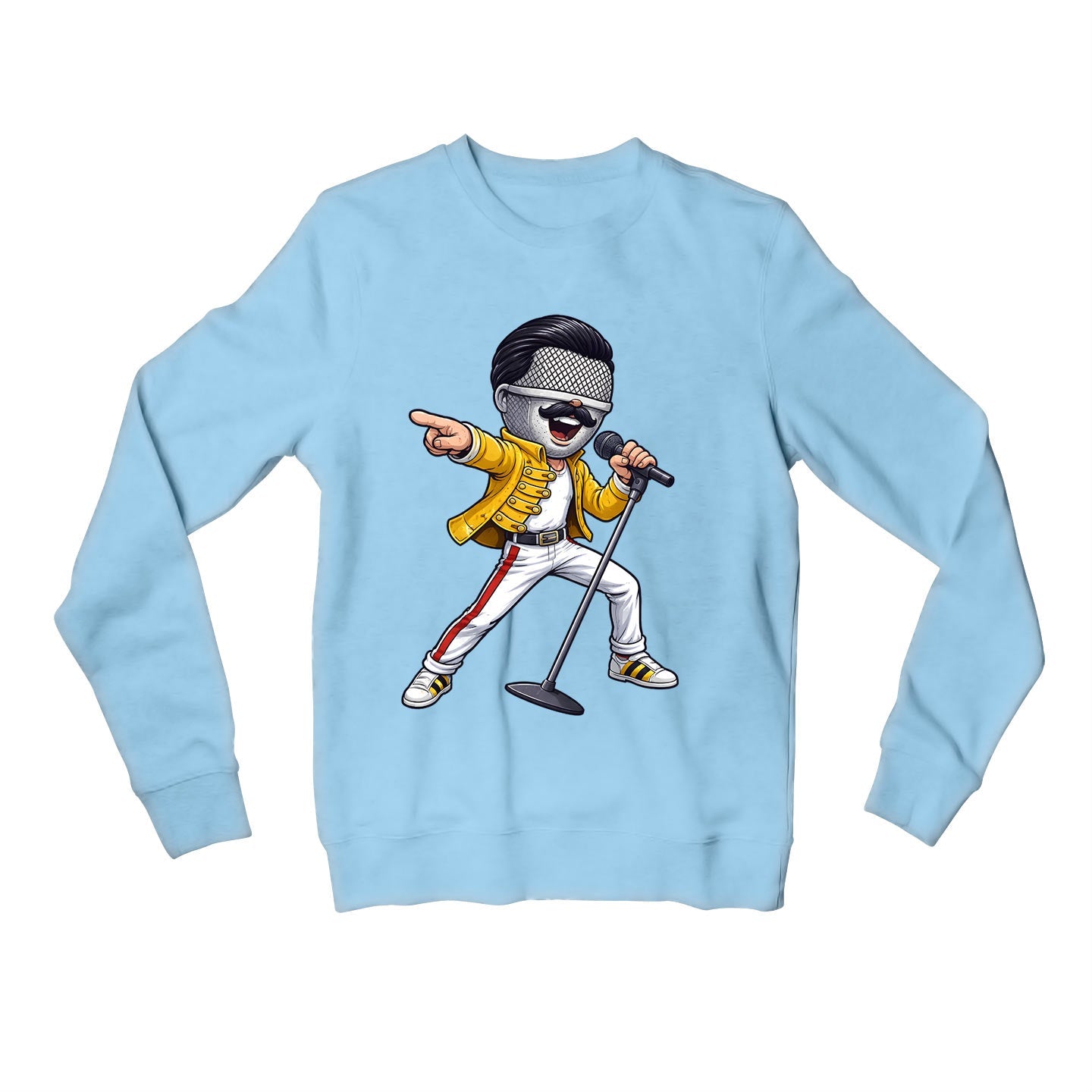 queen mic mercury sweatshirt upper winterwear music band buy online united states usa the banyan tee tbt men women girls boys unisex baby blue 