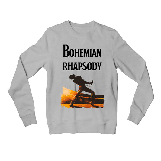 queen bohemian rhapsody sweatshirt upper winterwear music band buy online united states of america usa the banyan tee tbt men women girls boys unisex gray