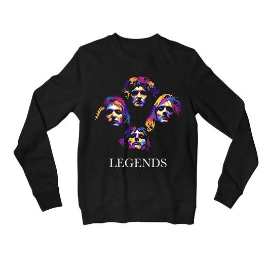 queen legends sweatshirt upper winterwear music band buy online united states of america usa the banyan tee tbt men women girls boys unisex black