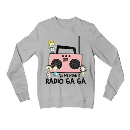 queen radio ga ga sweatshirt upper winterwear music band buy online united states of america usa the banyan tee tbt men women girls boys unisex gray