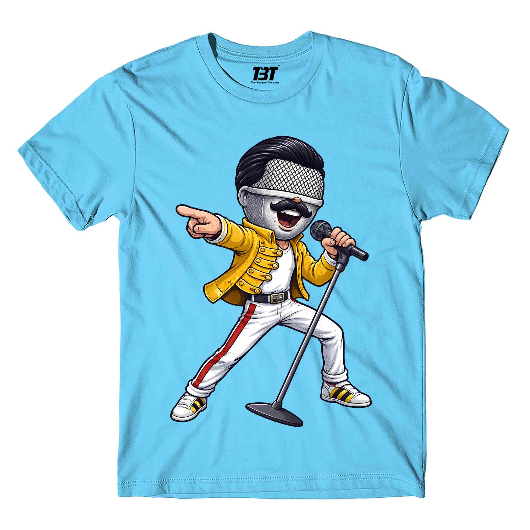 queen mic mercury t-shirt music band buy online united states usa the banyan tee tbt men women girls boys unisex turquoise 