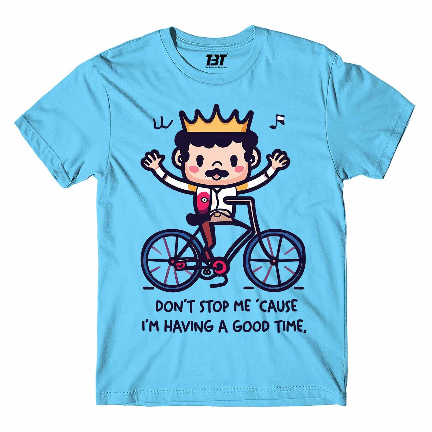 queen don't stop me now t-shirt music band buy online united states of america usa the banyan tee tbt men women girls boys unisex sky blue