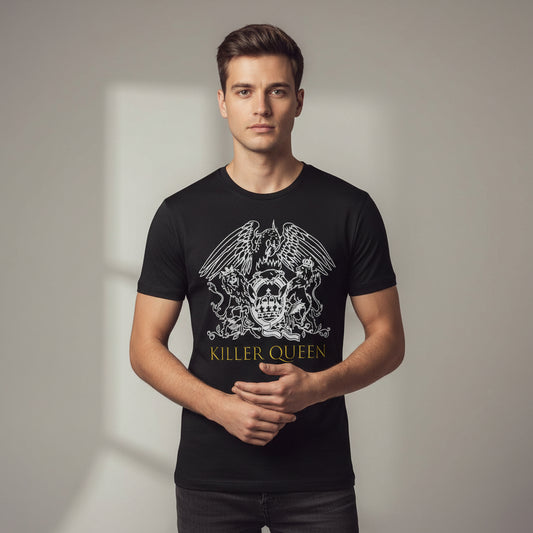 queen killer queen t-shirt music band buy online united states of america usa the banyan tee tbt men women girls boys unisex black