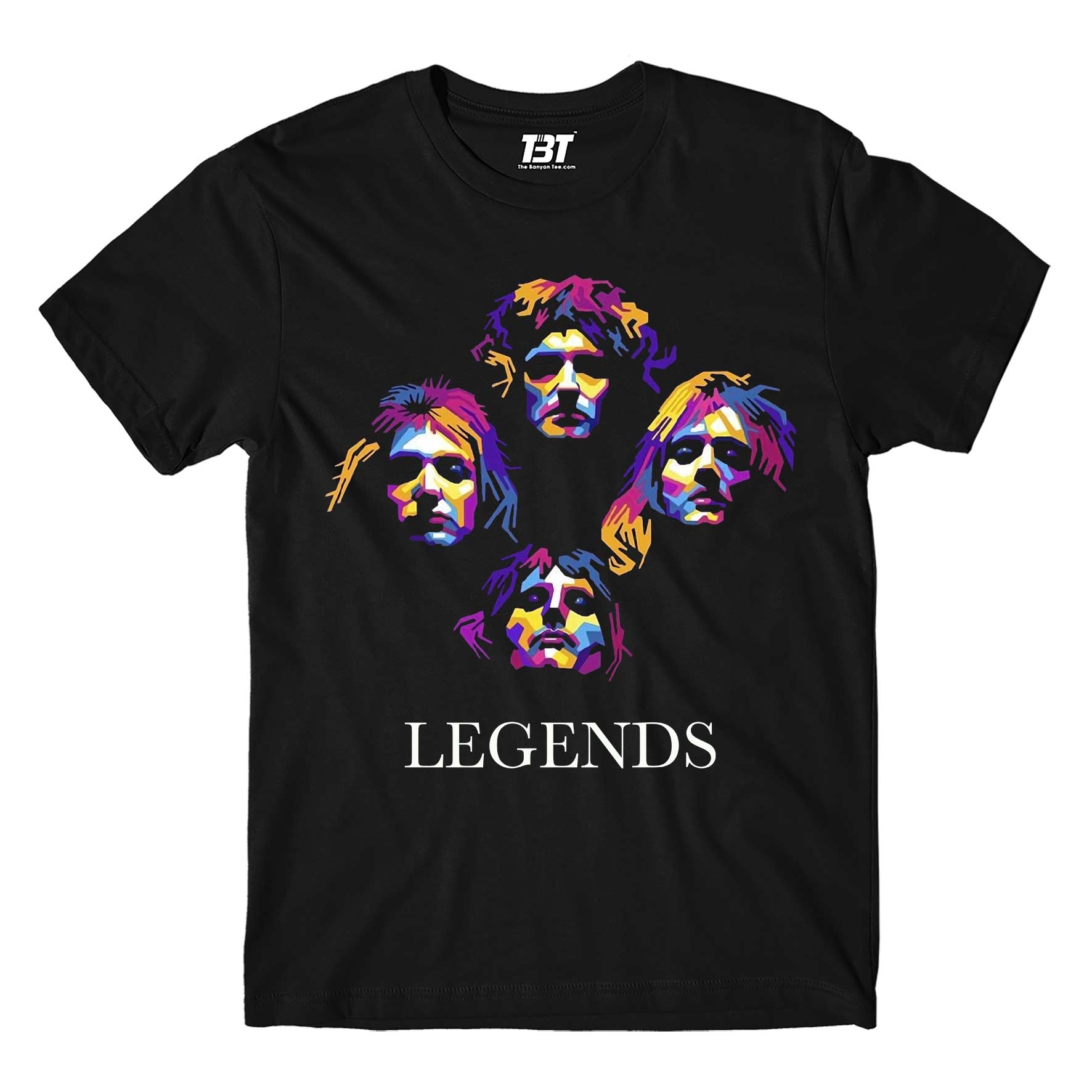 queen legends t-shirt music band buy online usa united states the banyan tee tbt men women girls boys unisex black