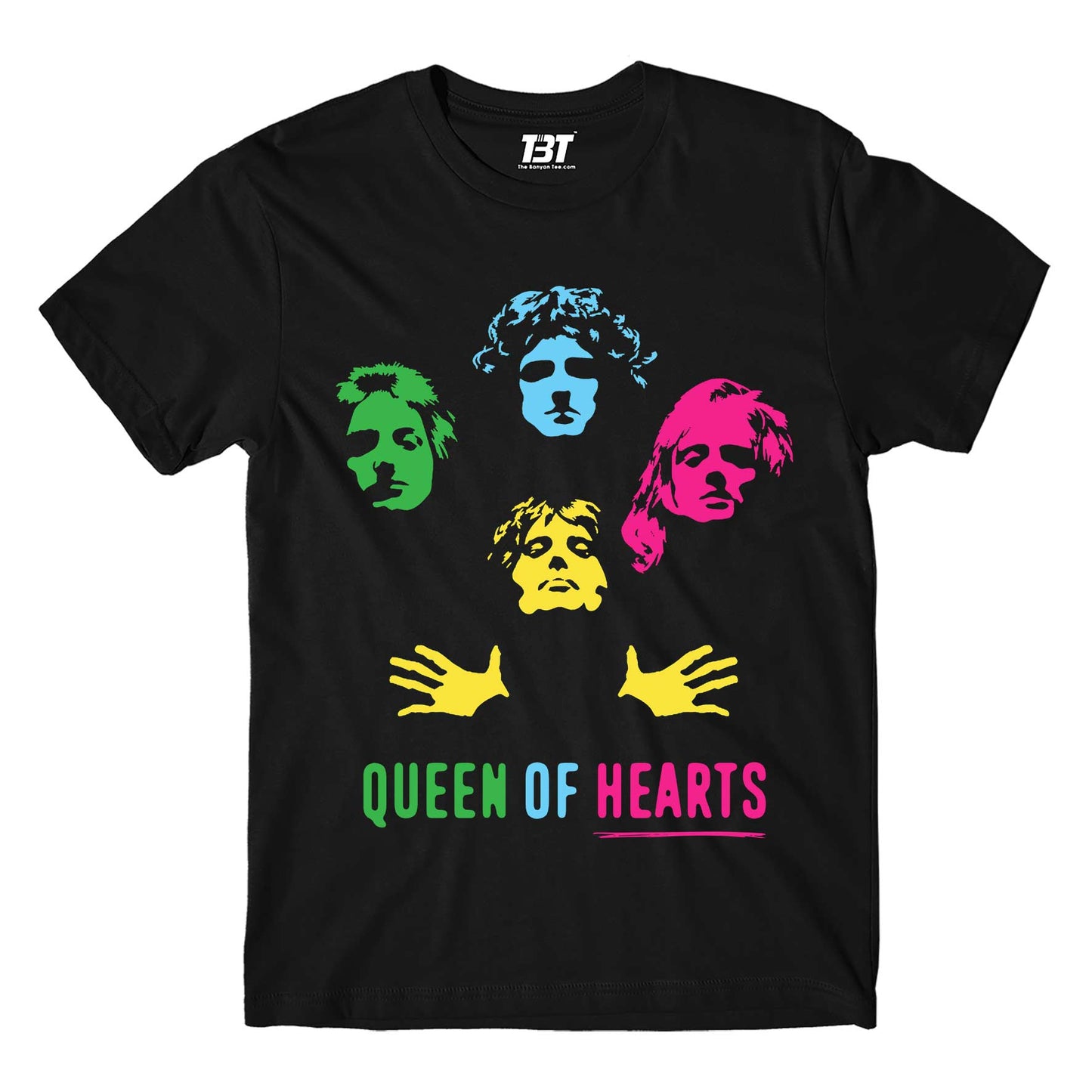 queen queen of hearts t-shirt music band buy online usa united states the banyan tee tbt men women girls boys unisex black