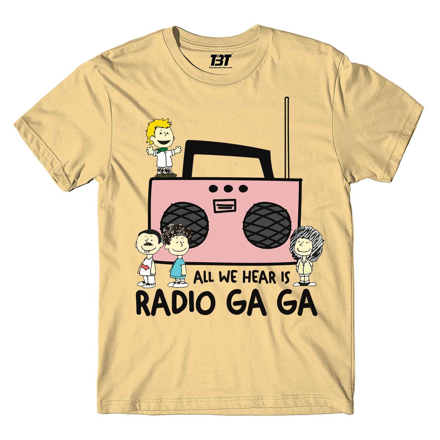 queen radio ga ga t-shirt music band buy online united states of america usa the banyan tee tbt men women girls boys unisex beige