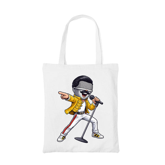 queen mic mercury tote bag cotton printed music band buy online united states usa the banyan tee tbt men women girls boys unisex  