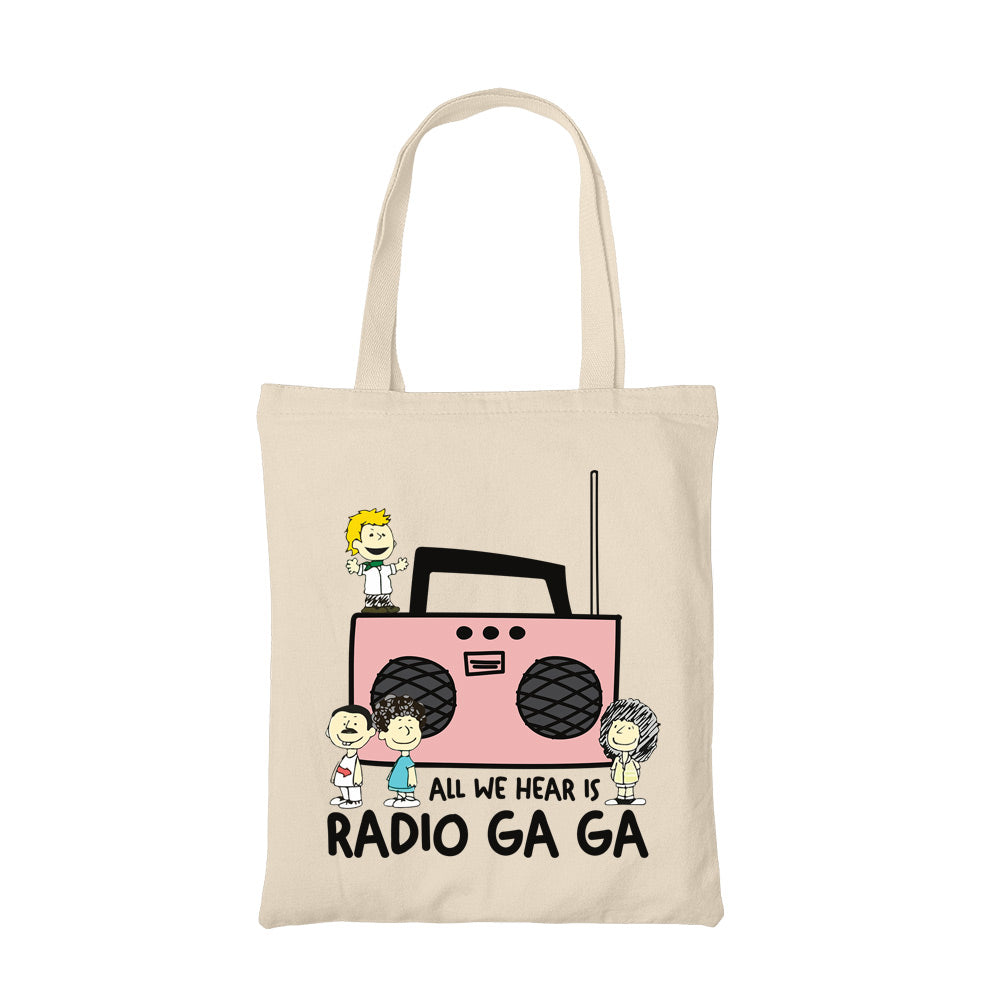 queen radio gaga tote bag hand printed cotton women men unisex