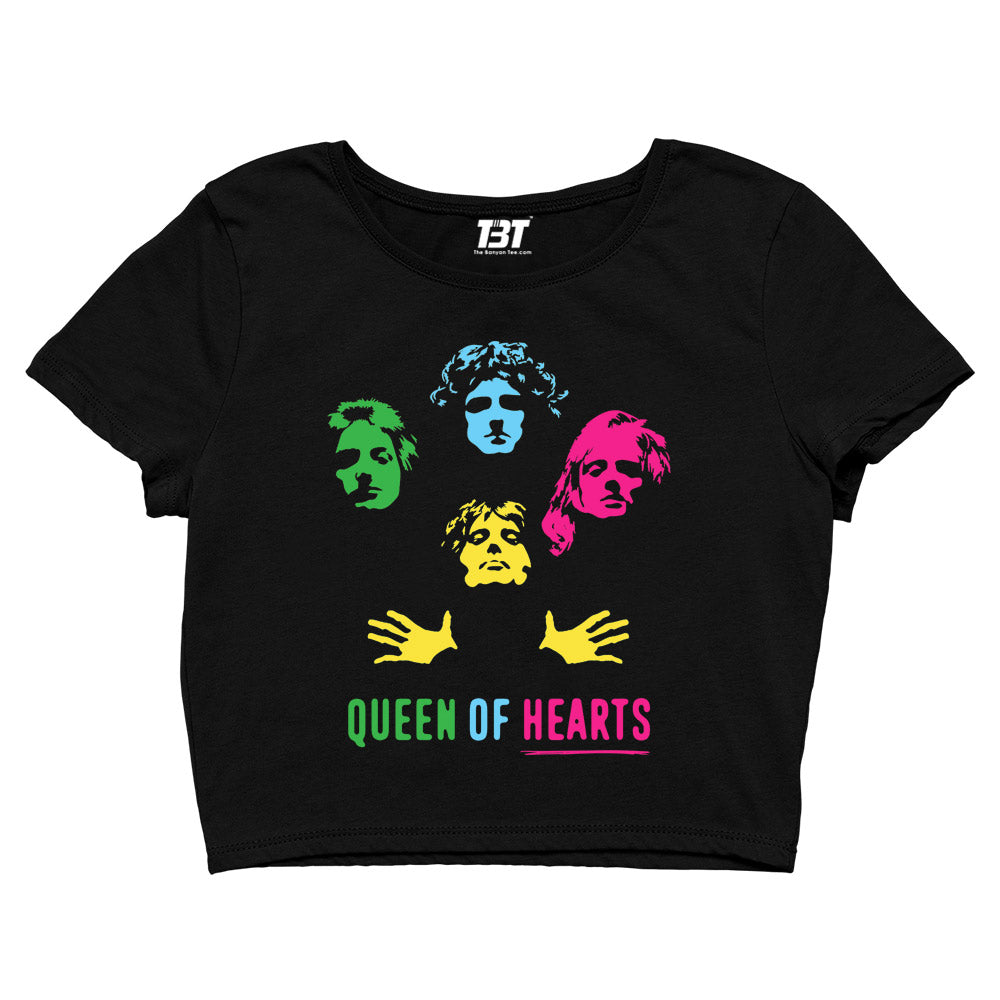 queen queen of hearts crop top music band buy online united states of america usa the banyan tee tbt men women girls boys unisex black