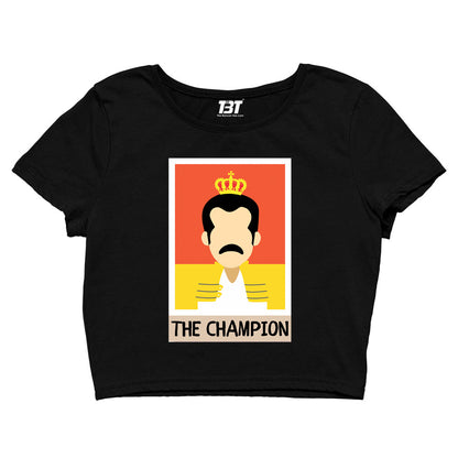 queen the champion crop top music band buy online united states of america usa the banyan tee tbt men women girls boys unisex black