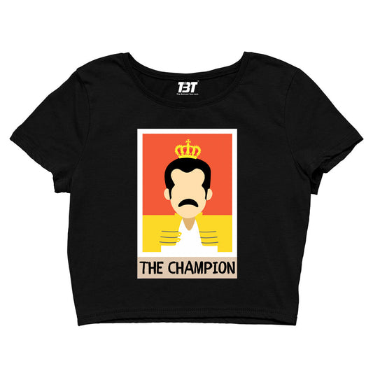 queen the champion crop top music band buy online united states of america usa the banyan tee tbt men women girls boys unisex black