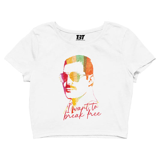 queen break free crop top music band buy online united states of america usa the banyan tee tbt men women girls boys unisex white