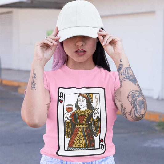 graphic queen of hearts t-shirt printed graphic stylish buy online united states usa the banyan tee tbt men women girls boys unisex flamingo 