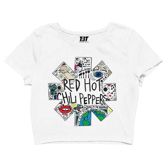 red hot chili peppers doodle crop top music band buy online united states of america usa the banyan tee tbt men women girls boys unisex white