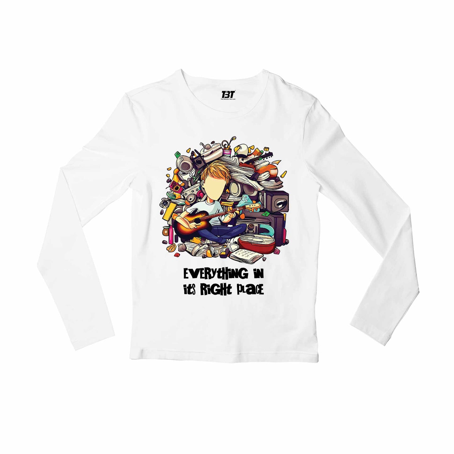 radiohead in its right place full sleeves long sleeves music band buy online india the banyan tee tbt men women girls boys unisex white