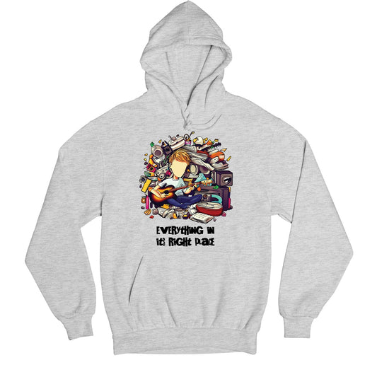 radiohead in its right place hoodie hooded sweatshirt winterwear music band buy online united states usa the banyan tee tbt men women girls boys unisex gray