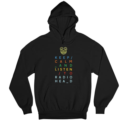 radiohead keep calm hoodie hooded sweatshirt winterwear music band buy online united states usa the banyan tee tbt men women girls boys unisex black