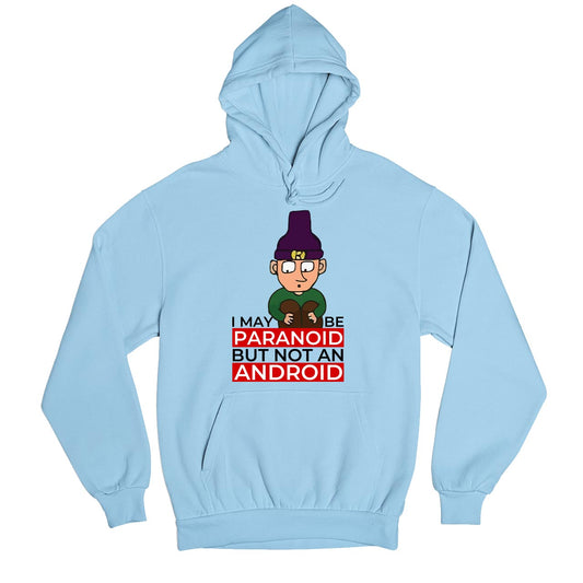 radiohead paranoid android hoodie hooded sweatshirt winterwear music band buy online united states usa the banyan tee tbt men women girls boys unisex baby blue
