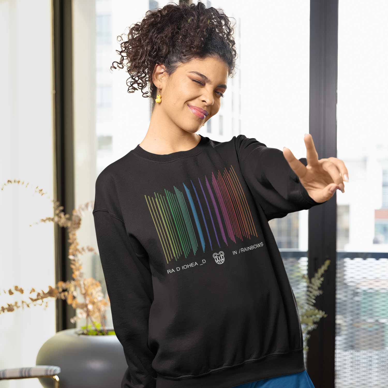 radiohead in rainbows sweatshirt upper winterwear music band buy online united states of america usa the banyan tee tbt men women girls boys unisex black