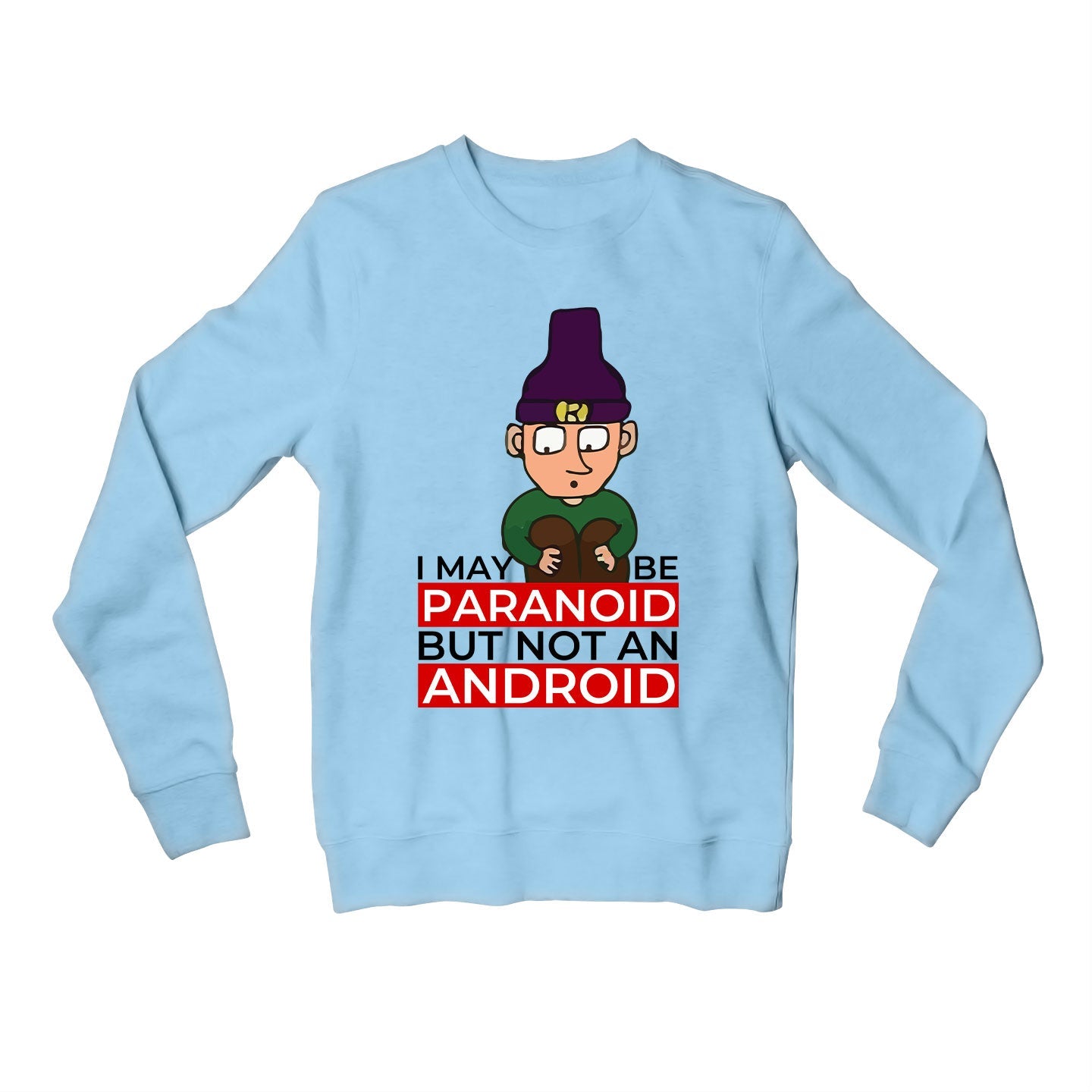 radiohead paranoid android sweatshirt upper winterwear music band buy online united states usa the banyan tee tbt men women girls boys unisex baby blue