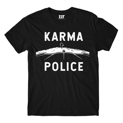 radiohead karma police t-shirt music band buy online usa united states the banyan tee tbt men women girls boys unisex black