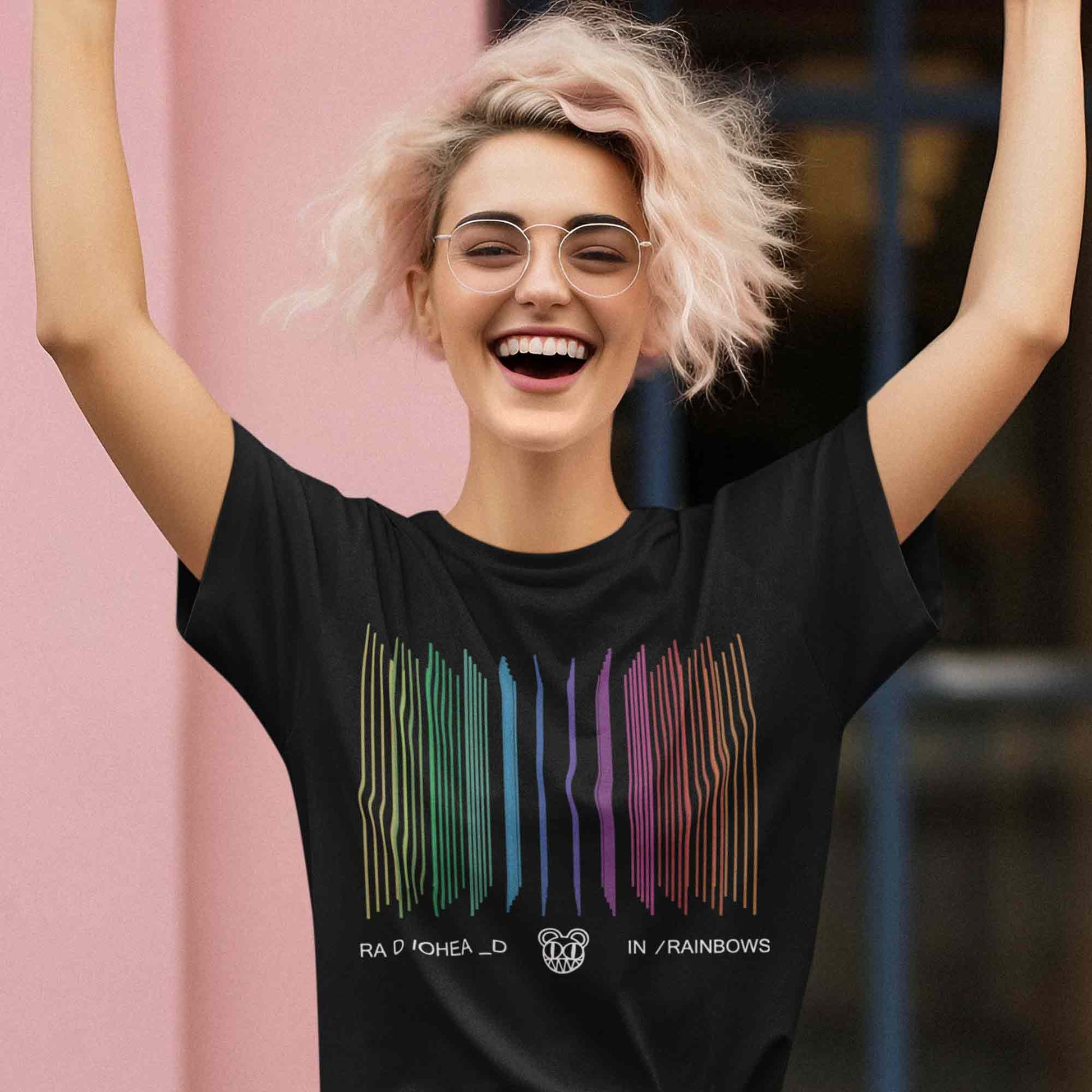 radiohead in rainbows t-shirt music band buy online usa united states the banyan tee tbt men women girls boys unisex black