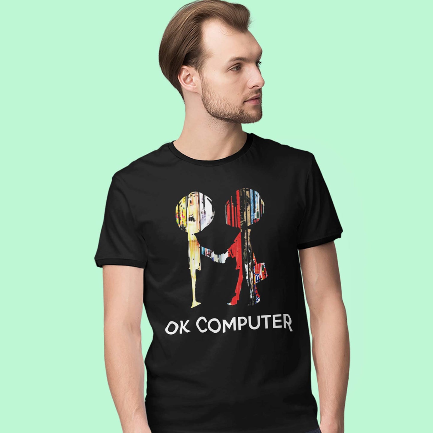 radiohead ok computer t-shirt music band buy online usa united states the banyan tee tbt men women girls boys unisex black