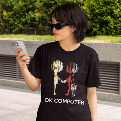 radiohead ok computer t-shirt music band buy online usa united states the banyan tee tbt men women girls boys unisex black