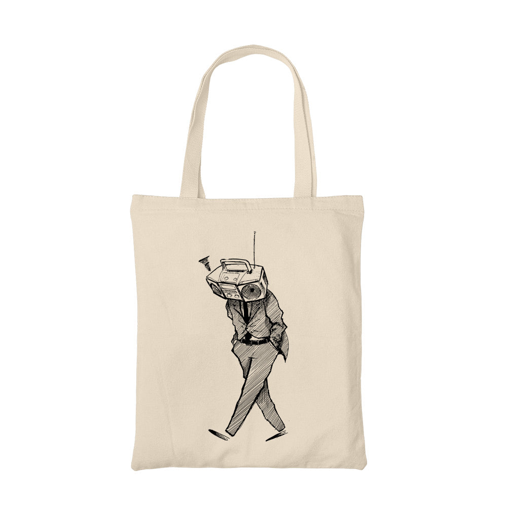 radiohead fan art tote bag hand printed cotton women men unisex