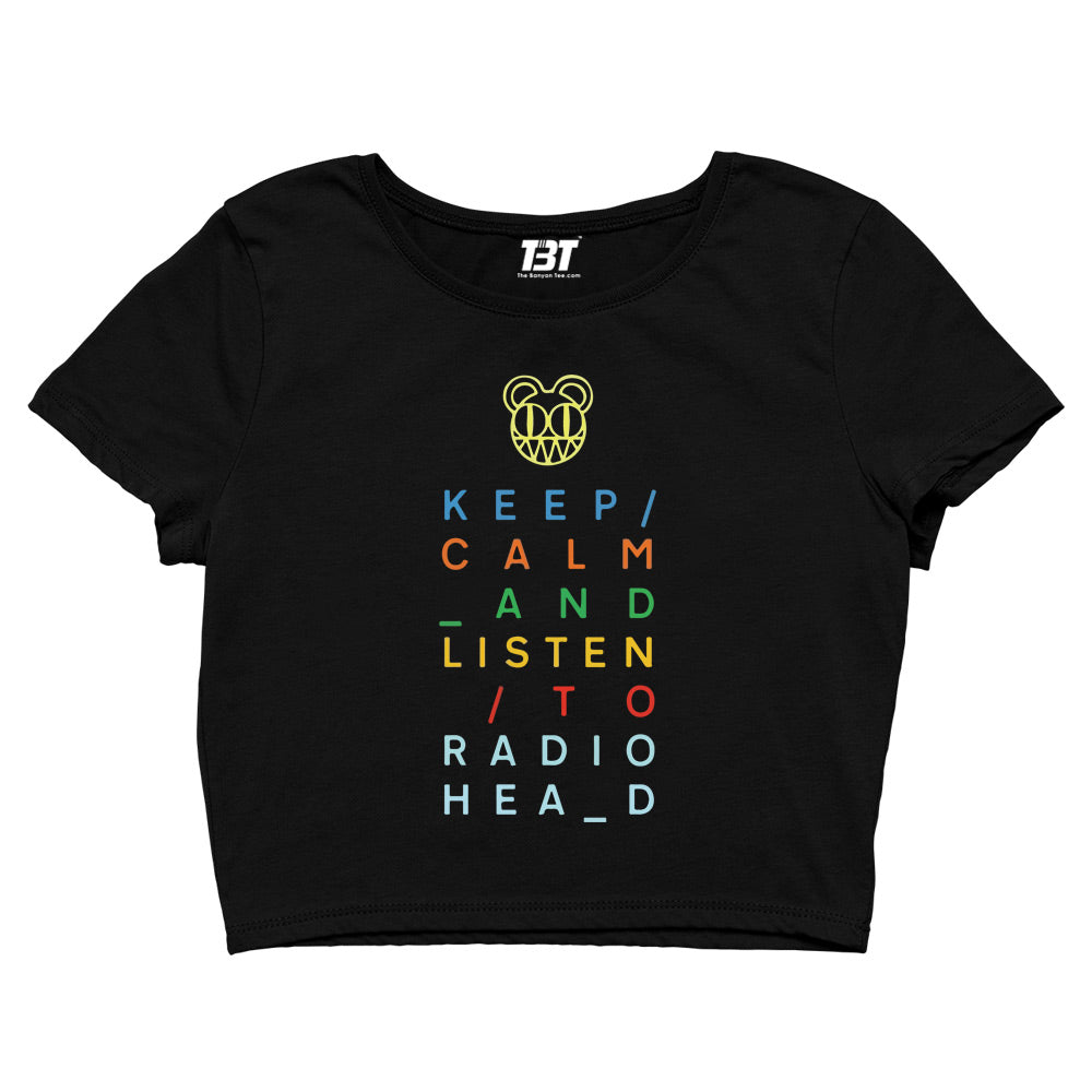 radiohead keep calm crop top music band buy online united states of america usa the banyan tee tbt men women girls boys unisex black