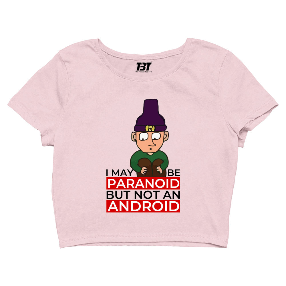 radiohead paranoid android crop top music band buy online united states of america usa the banyan tee tbt men women girls boys unisex sky blue
