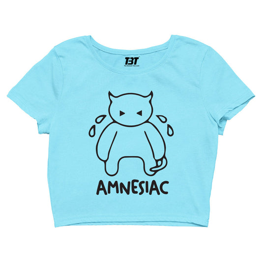 radiohead amnesiac crop top music band buy online united states of america usa the banyan tee tbt men women girls boys unisex sky blue