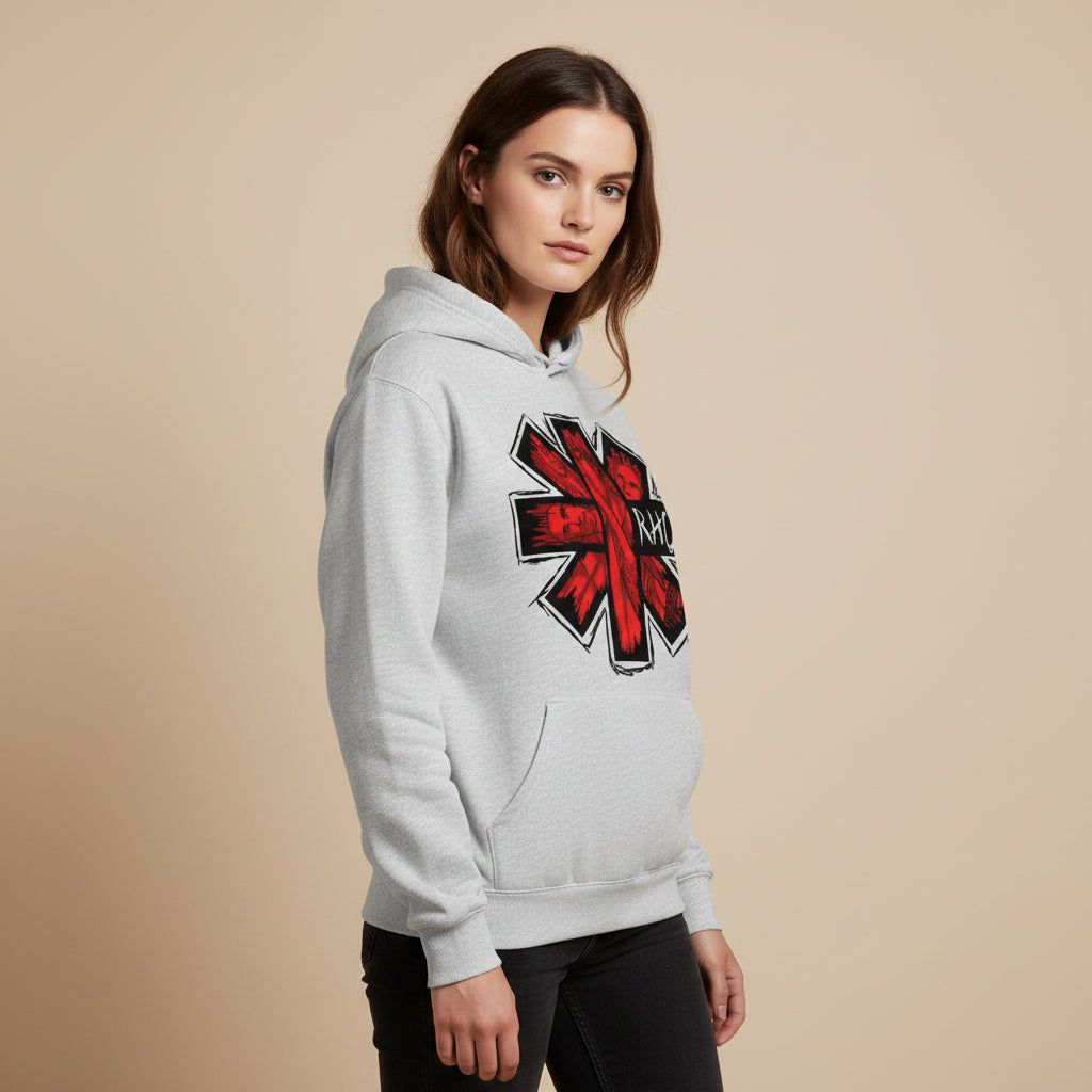 red hot chili peppers red hot art hoodie hooded sweatshirt winterwear music band buy online united states usa the banyan tee tbt men women girls boys unisex gray