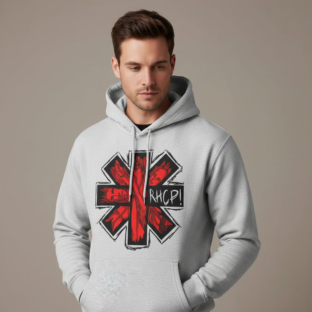 red hot chili peppers red hot art hoodie hooded sweatshirt winterwear music band buy online united states usa the banyan tee tbt men women girls boys unisex gray