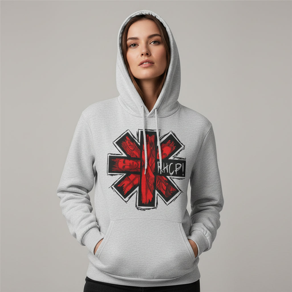 red hot chili peppers red hot art hoodie hooded sweatshirt winterwear music band buy online united states usa the banyan tee tbt men women girls boys unisex gray