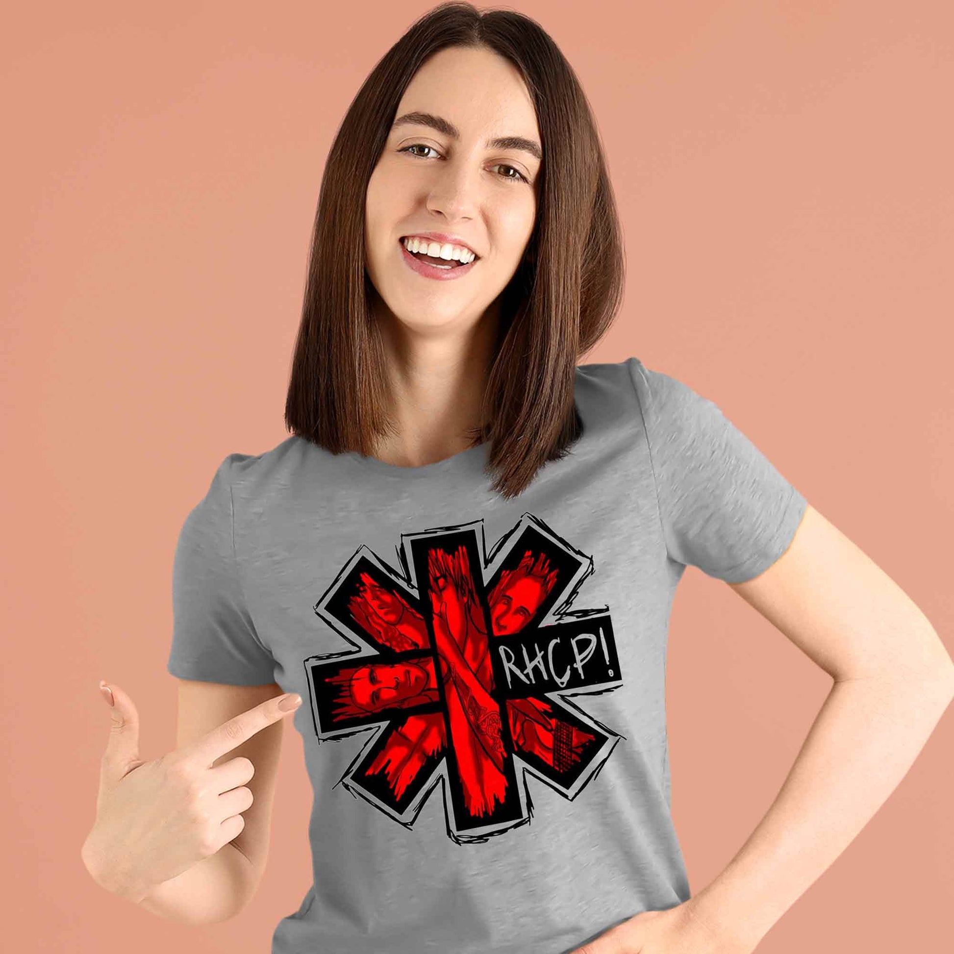 red hot chili peppers red hot art t-shirt music band buy online usa united states the banyan tee tbt men women girls boys unisex gray