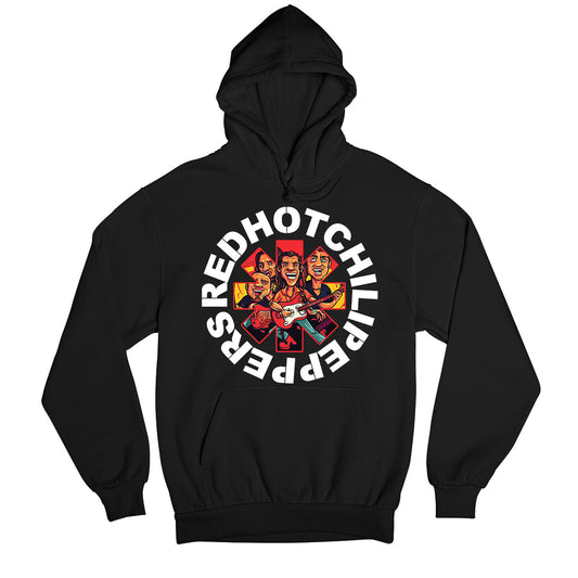 red hot chili peppers cool art hoodie hooded sweatshirt winterwear music band buy online usa united states of america the banyan tee tbt men women girls boys unisex black