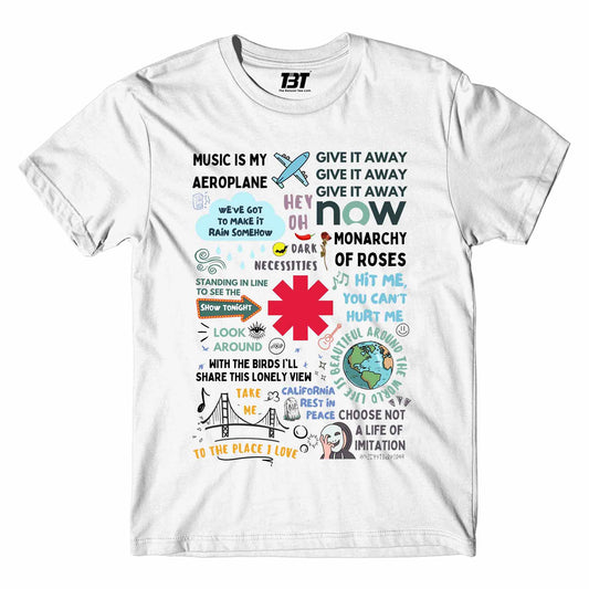 red hot chili peppers song story t-shirt music band buy online united states of america usa the banyan tee tbt men women girls boys unisex white